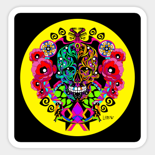 the death in a tree in mexican ecopop floral art Sticker